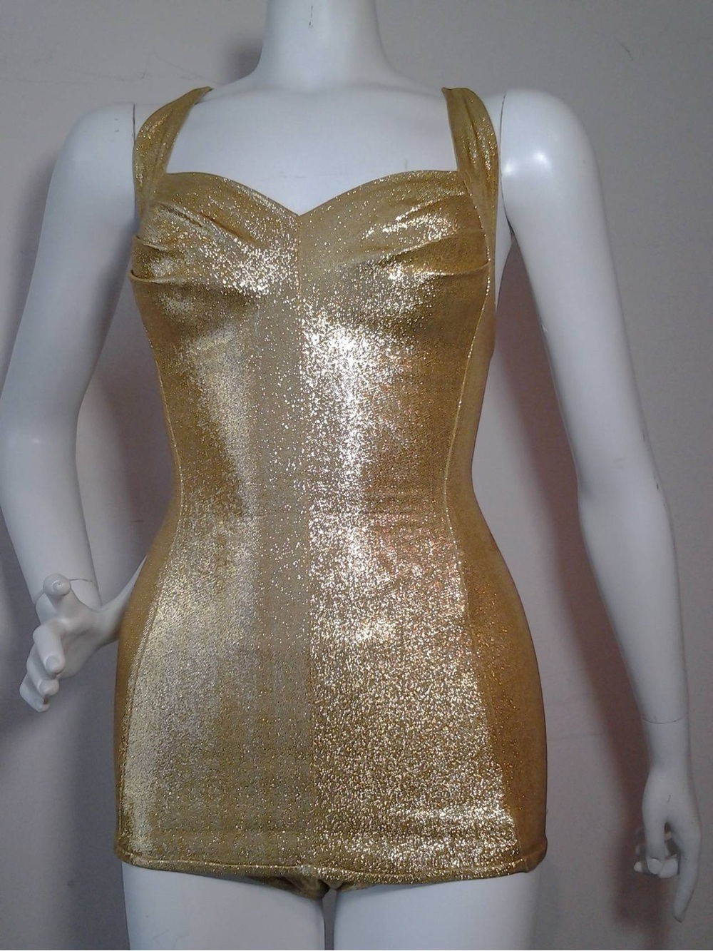 Vintage Cole of California gold halter swimsuit/bodysuit 1950/60s